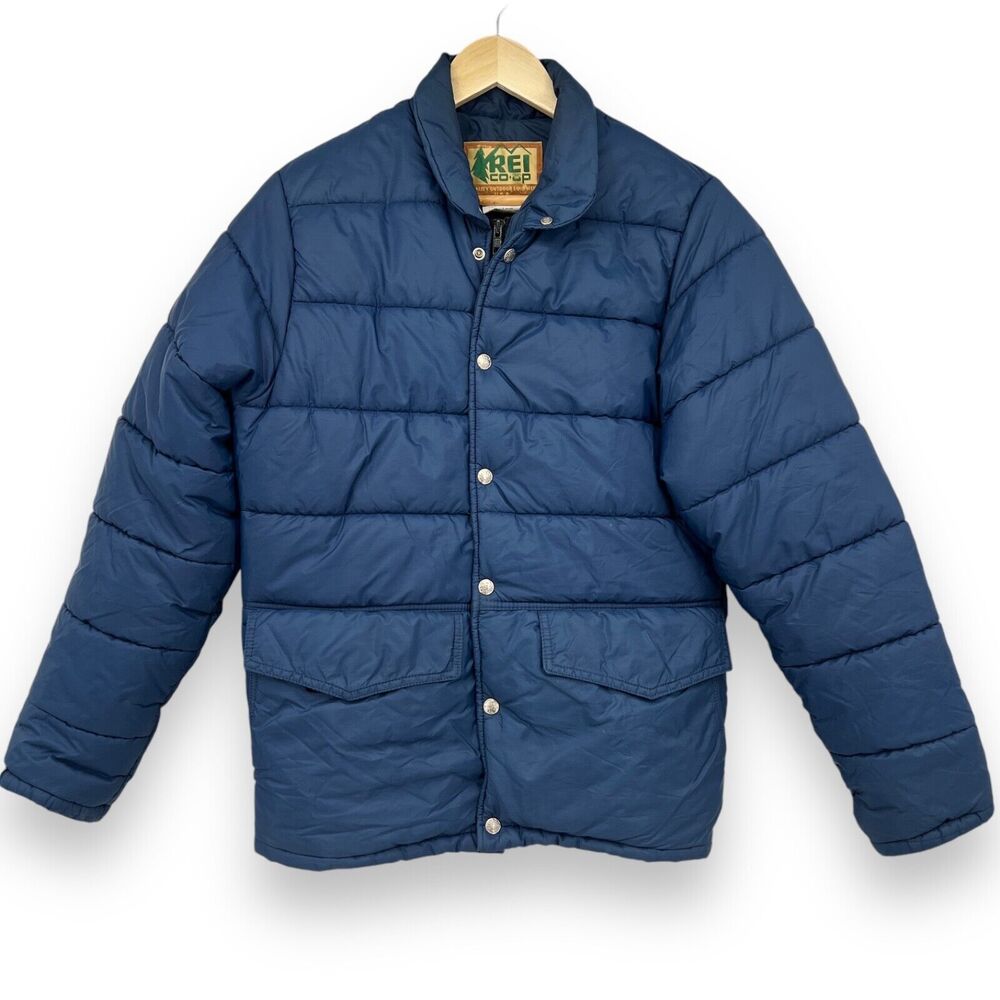 REI Co-Op Vintage Puffer Jacket Men's Small Blue Nylon